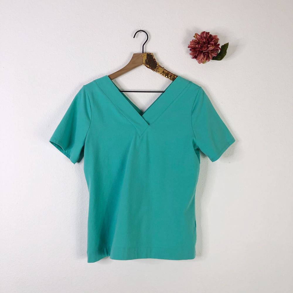 DENIM & CO V-Neck Short Sleeve Top